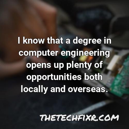 i know that a degree in computer engineering opens up plenty of opportunities both locally and overseas