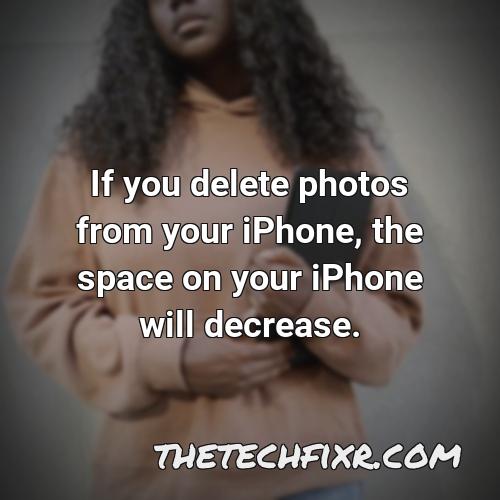 if you delete photos from your iphone the space on your iphone will decrease