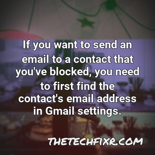 if you want to send an email to a contact that you ve blocked you need to first find the contact s email address in gmail settings