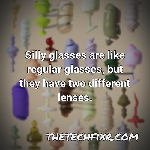 silly glasses are like regular glasses but they have two different lenses 1