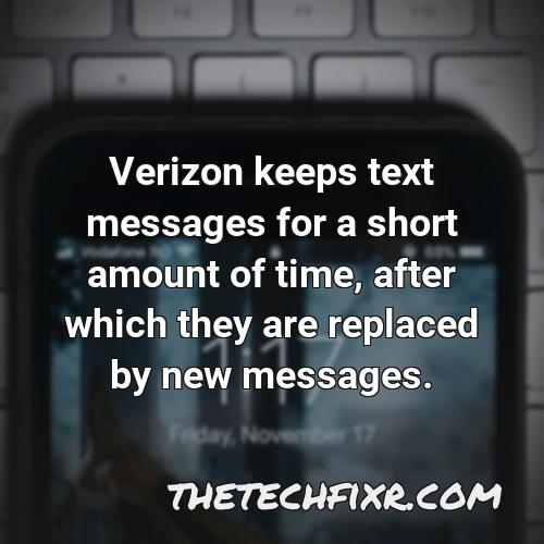 verizon keeps text messages for a short amount of time after which they are replaced by new messages