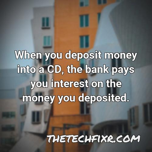when you deposit money into a cd the bank pays you interest on the money you deposited