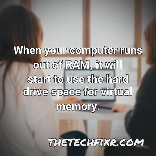 when your computer runs out of ram it will start to use the hard drive space for virtual memory